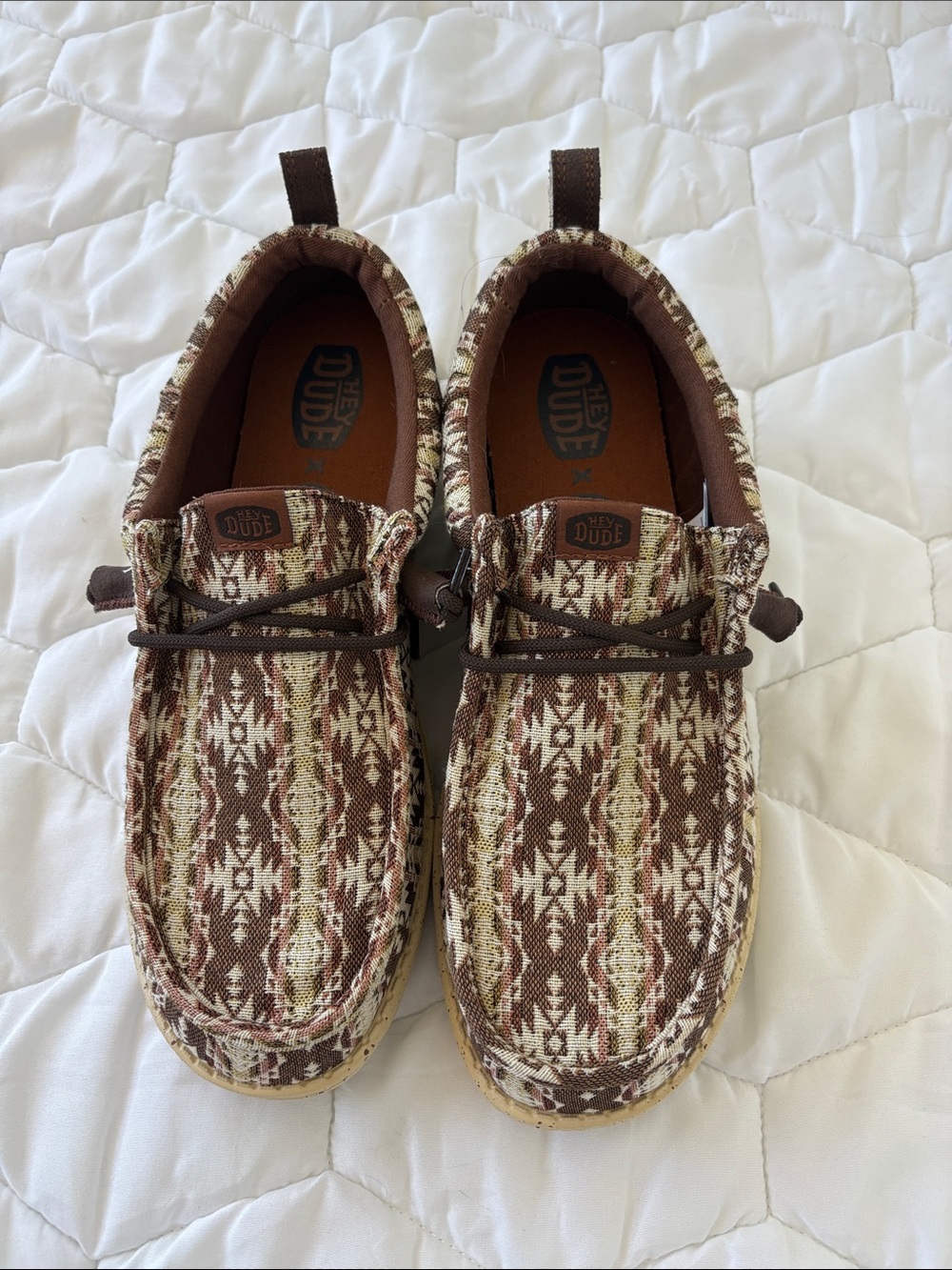 Hey Dude Brown & Cream Patterned Slip-On Loafers